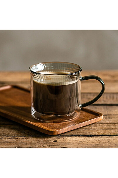 Generic 270ml double-walled glass cup, gray interior