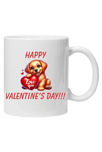 CRD PRINT Personalized mug 'Puppy happy Valentine's Day', White Ceramic, 330 ml