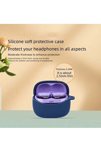 Generic Silicone Case Compatible with JBL Tune Buds 2 - Shock & Scratch Resistant Earbuds Cover with Carabin