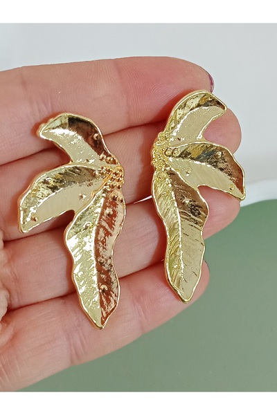 mos&more by mosev Gold Palm Leaf Earrings