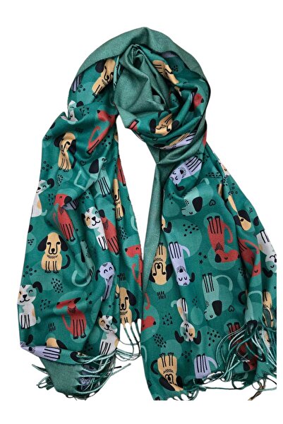 by Alexandra Vacarusi Women's shawl, pattern with finely colored dogs