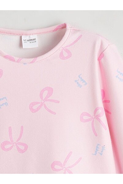 LC Waikiki Lcw Kids Crew Neck Bow Patterned Girls' Pajama Set