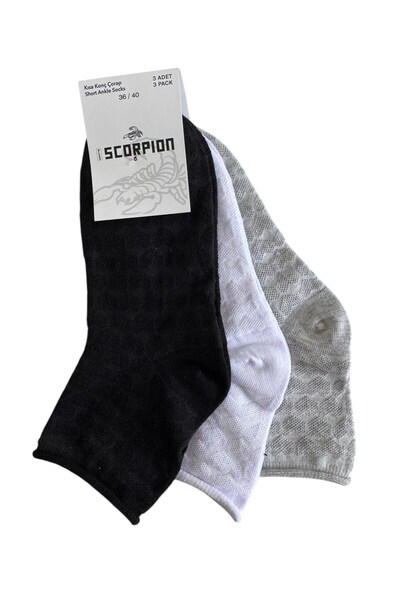 Plus Scorpion Γυναικείες κοντές κάλτσες με σχέδια, σετ 3 τεμαχίων – Βαμβακερές, αναπνέουσες, πολύχρωμες & πολλαπλές εκδικήσεις