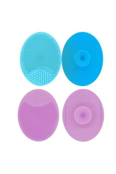 SUPER TRENDS Set of 2 Soft Silicone Baby Brushes for Removing Crusts Hypoallergenic Milk Purple Blue