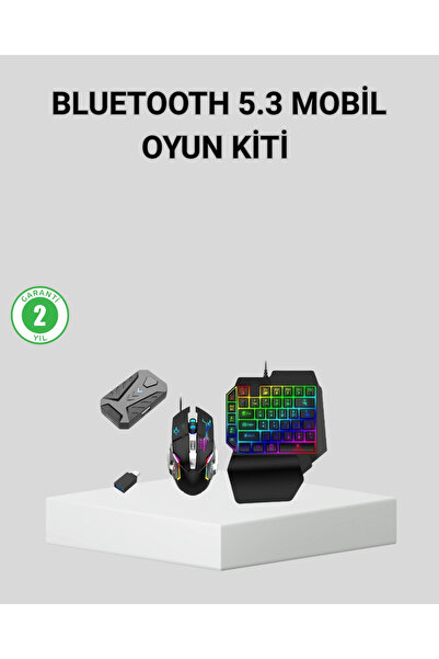 shopwave 5in1 Mobil Oyun Kiti Bluetooth 5.3 Mini RGB Klavye Mouse Dönüştürücü Seti