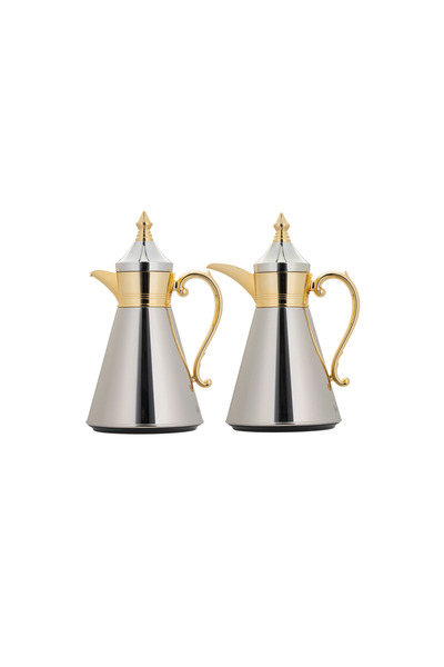 ALSAIF Julia Coffee and Tea Thermos Set, 2 Pieces, by Al Saif / Elegant Design to Suit All Tastes, 1.0/0.7 Liter, Nickel Gold