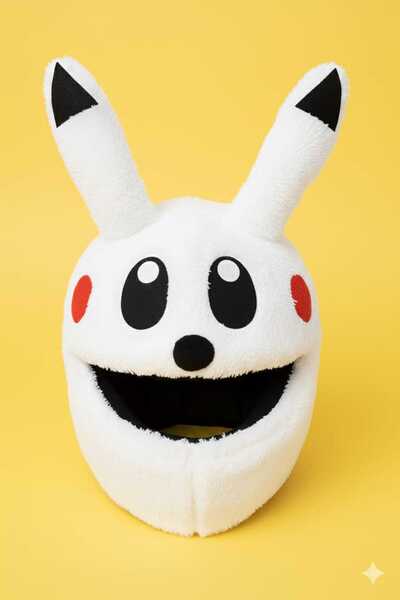 Beta beyaz pikacu peluş motosiklet kask kılıfı
