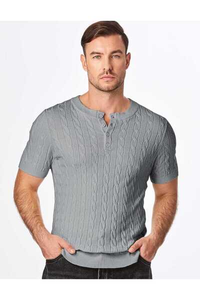 youknitwear you Μπλουζάκι Luciano από 100% βαμβάκι με λαιμόκοψη και κουμπιά