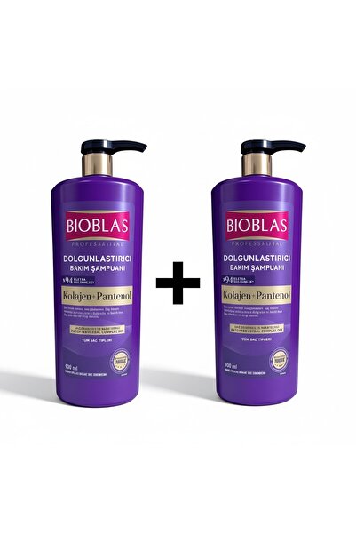 Bioblas 2 X 900 ml Collagen+Panthenol & Herbal B19 Anti-Hair Loss Volumizing Shampoo