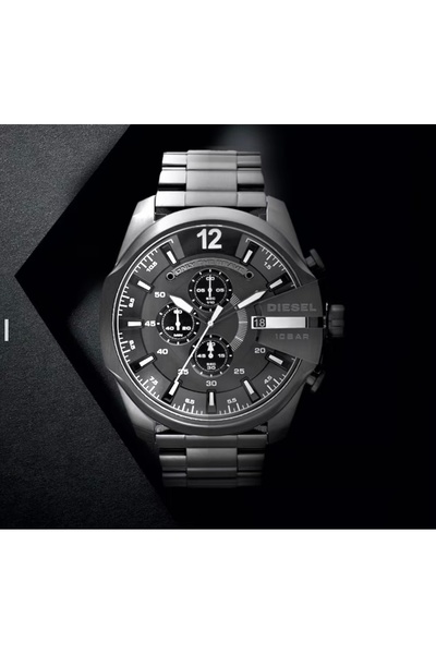 Diesel Men's Mega Chief Chronograph, 59 mm Case Size, Stainless Steel Watch