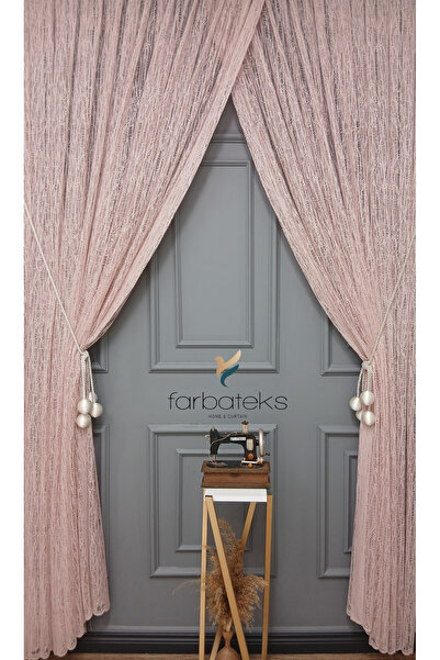 farbateks Powder Broken Glass Broken Glass Right and Left with Ball Puffs Double-Breasted 3 Layers Pleated Tulle