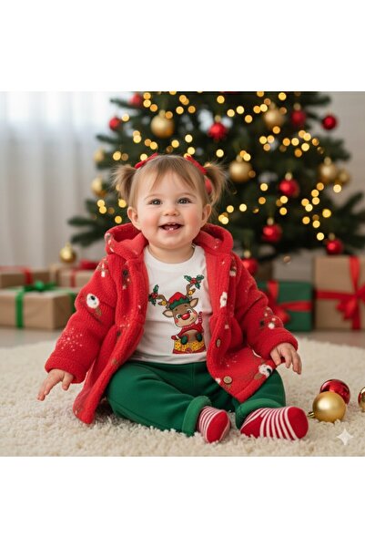 MİNİKO KİDS Baby Girl Christmas Themed 3-Piece Set