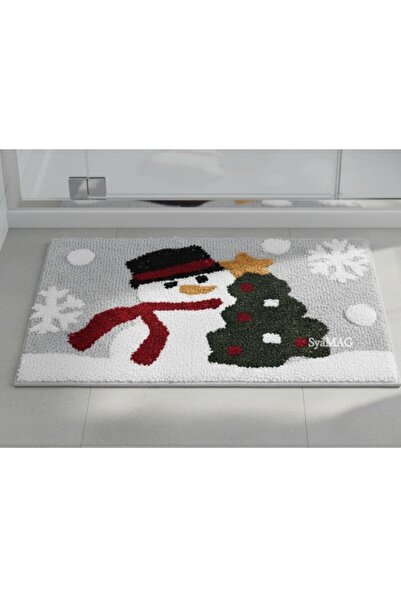 SyaMAG Bath mat, snowman pattern, non-slip surface, 75 x 45 cm