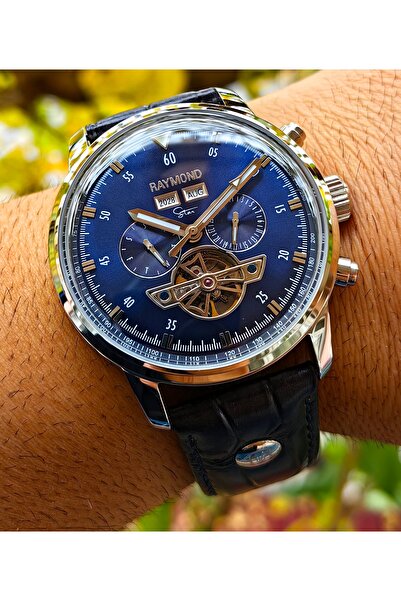 Raymond Star Series Navy Blue Silver Automatic Men's Wristwatch