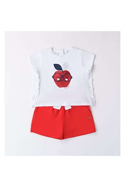 Sarabanda - Girls' T-shirt and Shorts Set, 0.8361, White/Red, 128-140 cm