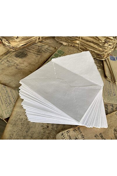 WANDERINGS Handmade Rough-Edged White Envelopes, 11×16 cm, Pack of 25, 130 g/m²