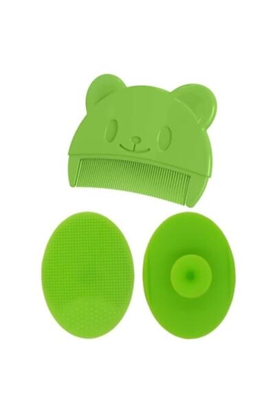 SUPER TRENDS Комплект от мека силиконова четка и гребен за бебешка вана, за п...