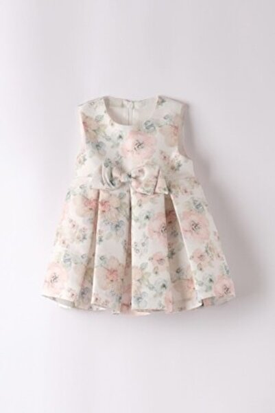 İDO Rochie fără mâneci cu model floral, roz pastel, verde pal, alb-gălbui, 56 cm