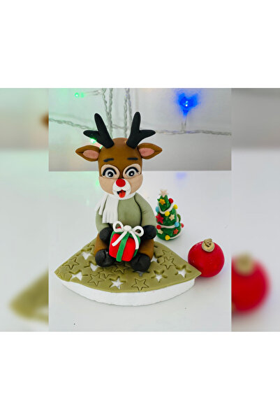 FigurinArt Sugar paste cake figurine - Santa's reindeer - Handmade