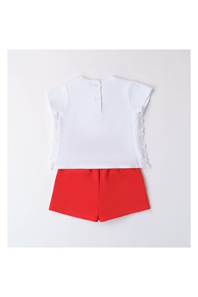 Sarabanda - Girls' T-shirt and Shorts Set, 0.8361, White/Red, 128-140 cm