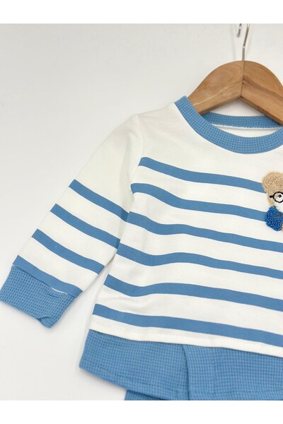 voyyo kids baby Baby Boy Süzene Teddy Bear Embroidered Striped Premature Baby Set Is Suitable for 2.2 kg - 3 kg