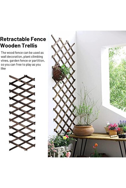 genric سياج حديقة خشبي قابل للتوسيع - إطار تعريشة من الخيزران المحمول يدعم النباتات المتسلقة والنباتات الأخرى