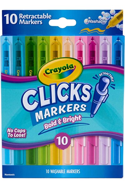 Crayola أقلام تلوين قابلة للغسل برؤوس قابلة للسحب، 10 أقلام