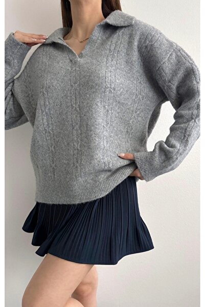 fujya Polo Neck Hair Knitwear Sweater