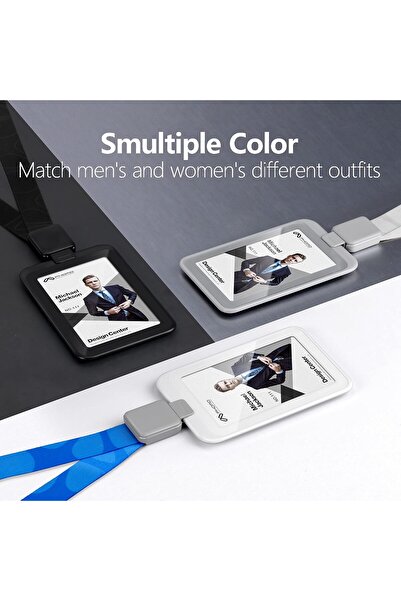 Generic Phomo Retractable ID Card Holder with Reel, Clip and Lanyard – Vertical, Transparent, White