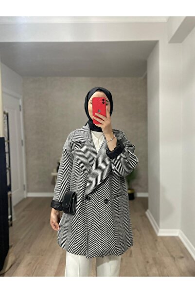 byalisdmr Oversized Model Herringbone Pattern Cashmere Coat -Black