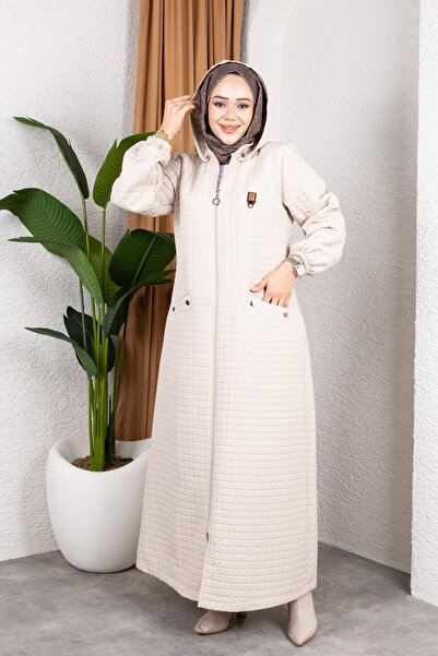 Moda MSK Νέα σεζόν με κουκούλα Καπιτονέ Μπεζ Καπέλο