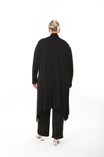 XL Modam Women's Lycra Viscose Black Patterned Plus Size Cardigan