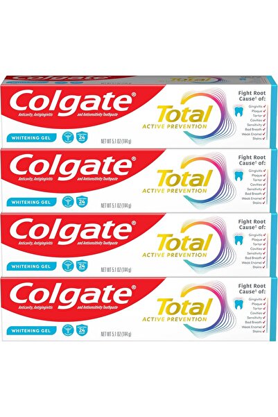 Colgate معجون أسنان جل التبييض الكامل، 5.1 أونصة سائلة، عبوة من 4 قطع - تبييض وتخفيف حساسية الأسنان