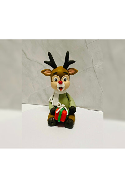 FigurinArt Sugar paste cake figurine - Santa's reindeer - Handmade