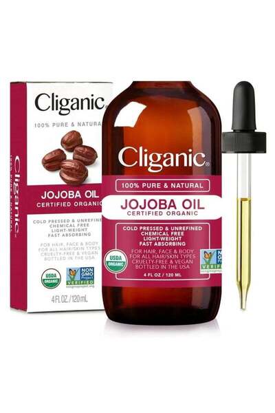 Cliganic زيت الجوجوبا العضوي، نقي 100% (4 أونصة) - 120 مل