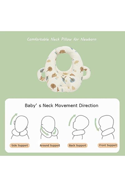 Generic Cotton Baby Neck Pillow for Nursing — Travel Head & Neck Support for Car Seat, Stroller (Leaf)