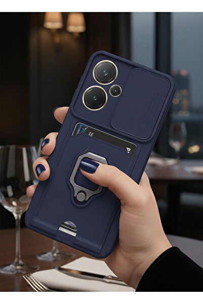 TechTrove Redmi Note 13 Pro Plus Kılıf Kamera Koruma Sürgülü Kartvizitli Kart...
