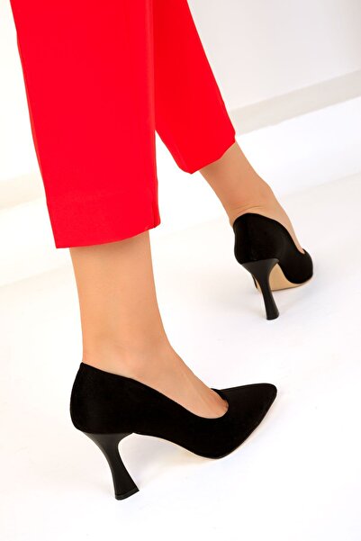 Modaarmada Black Suede 7 cm Goblet Heel Women's Stiletto