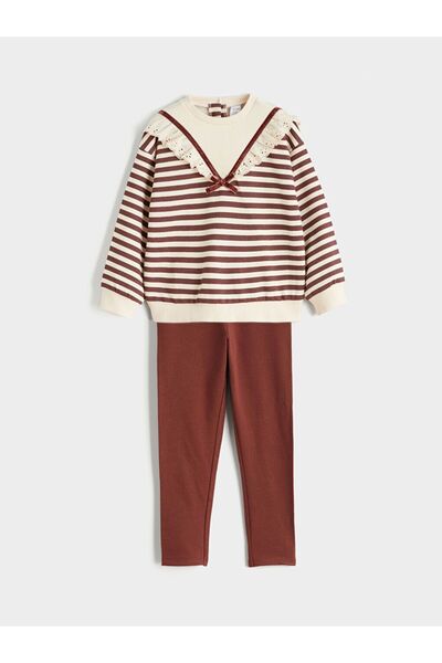 LC Waikiki Lcw Kids Striped Girls' Sweatshirt and Leggings Pants