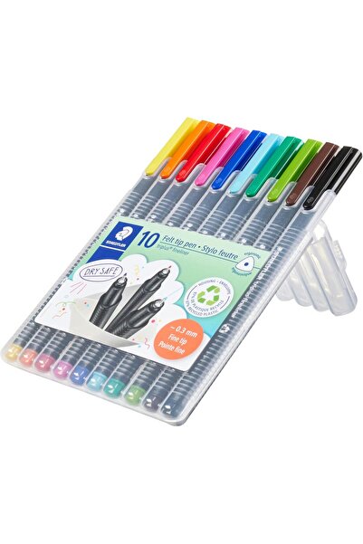 Staedtler Triplus Fineliner Pens, 10 Pack, Assorted Colors