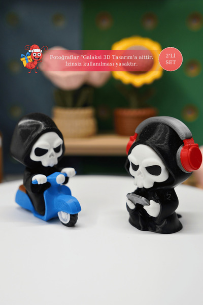 Galaksi 3D Motorcu ve Gamer Kuru Kafa Figür