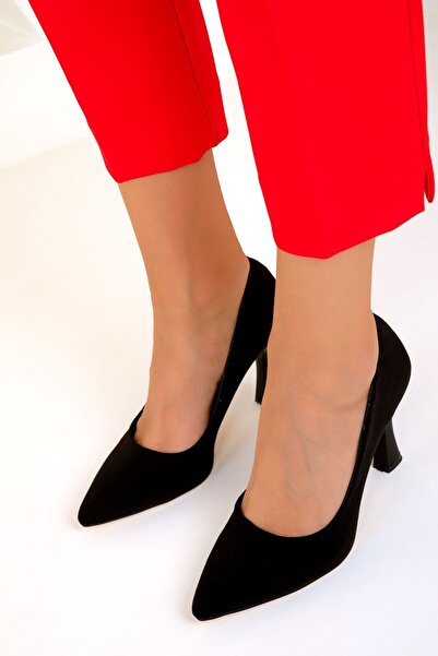 Modaarmada Black Suede 7 cm Goblet Heel Women's Stiletto