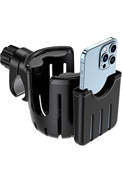 Generic Universal Stroller Cup Holder with Mobile Holder 2-in-1 (Black)
