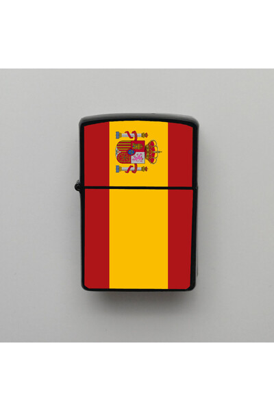 diğerr1 İspanya Spain Klasik Ülke Bayraklı - Benzinli Siyah Çakmak