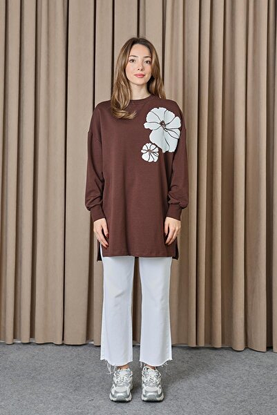 Puane 2 İp Kumaş Taş ve Baskılı Detaylı Sweatshirt