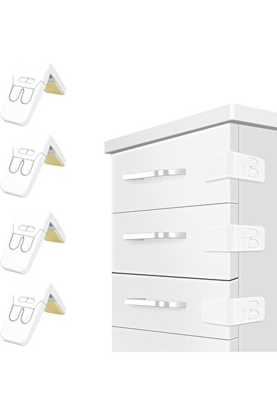 AZONEE Child Cabinet Locks – 4-Pack Safety Drawer Corner Latches with Strong Adhesive