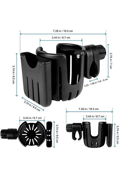 Generic Universal Stroller Cup Holder with Mobile Holder 2-in-1 (Black)