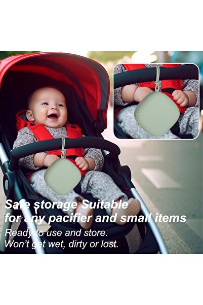 Generic Big Three Silicone Pacifier Holder Case - Portable Pacifier Pouch (Light Gray & Beige)