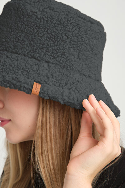 robanu Stylish Lamb Wool Bucket Hat |   Smoked Color Lamb Bucket Hat