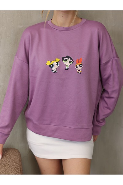 GRODYT سترة GRODY.T ذات الأكمام الطويلة والكتف المنخفض The Powerpuff Girls مط...